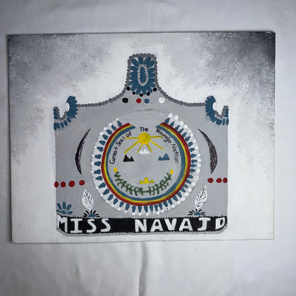 Dawn Jones Miss Navajo Nation Great Seal Acrylic Painting on Canvas 9x12 2022
